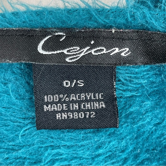 Cejon | Teal Green Faux Fur Fringe Scarf Wrap - Picture 4 of 4